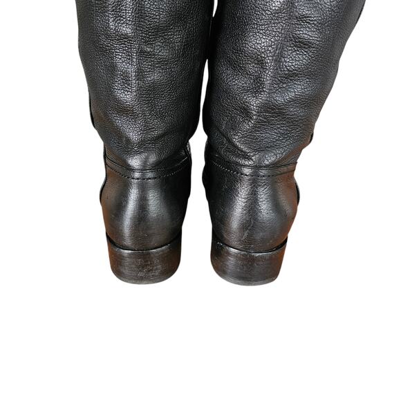 Chanel CC Knee High Tall Riding Boot Size 40 US 9 9.5 Black Pebble Leather - Picture 4 of 15